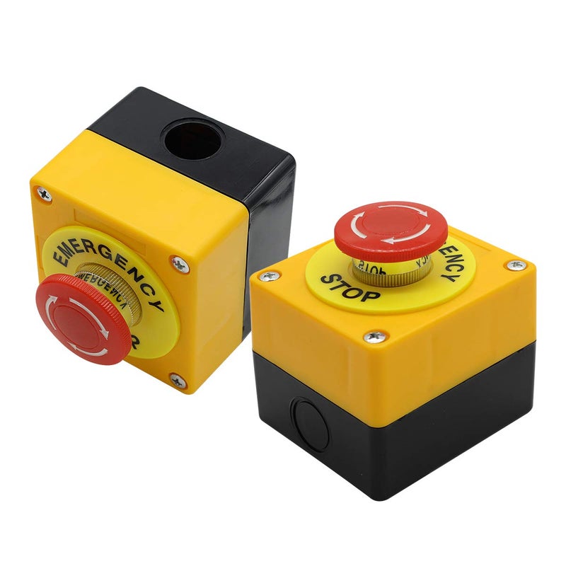 Nxtop Push Button Station, 660V 10A 2 Position 1NO 1NC Momentary Emergency Stop Push Button Switch 40mm Red Mushroom Cap 2PCS - Image 1